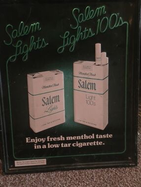 Salem Lights And Light 100's Menthol Vintage Sign